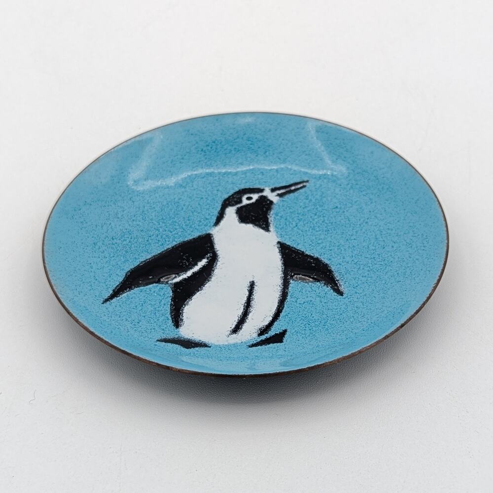 Annemarie Davidson Penguin Enamel Copper Plate MCM Art Vintage - Picture 4 of 13